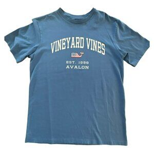 Vineyard Vines Mens Small S T-Shirt Blue Avalon USA Flag Whale Logo NWOT New Tee